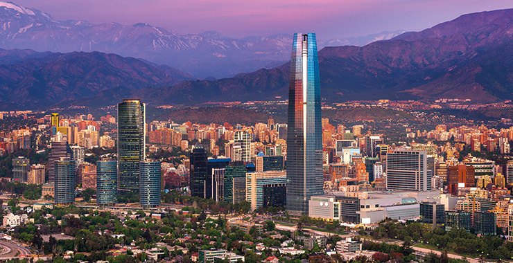 A panoramic view of Santiago Chile at sunset